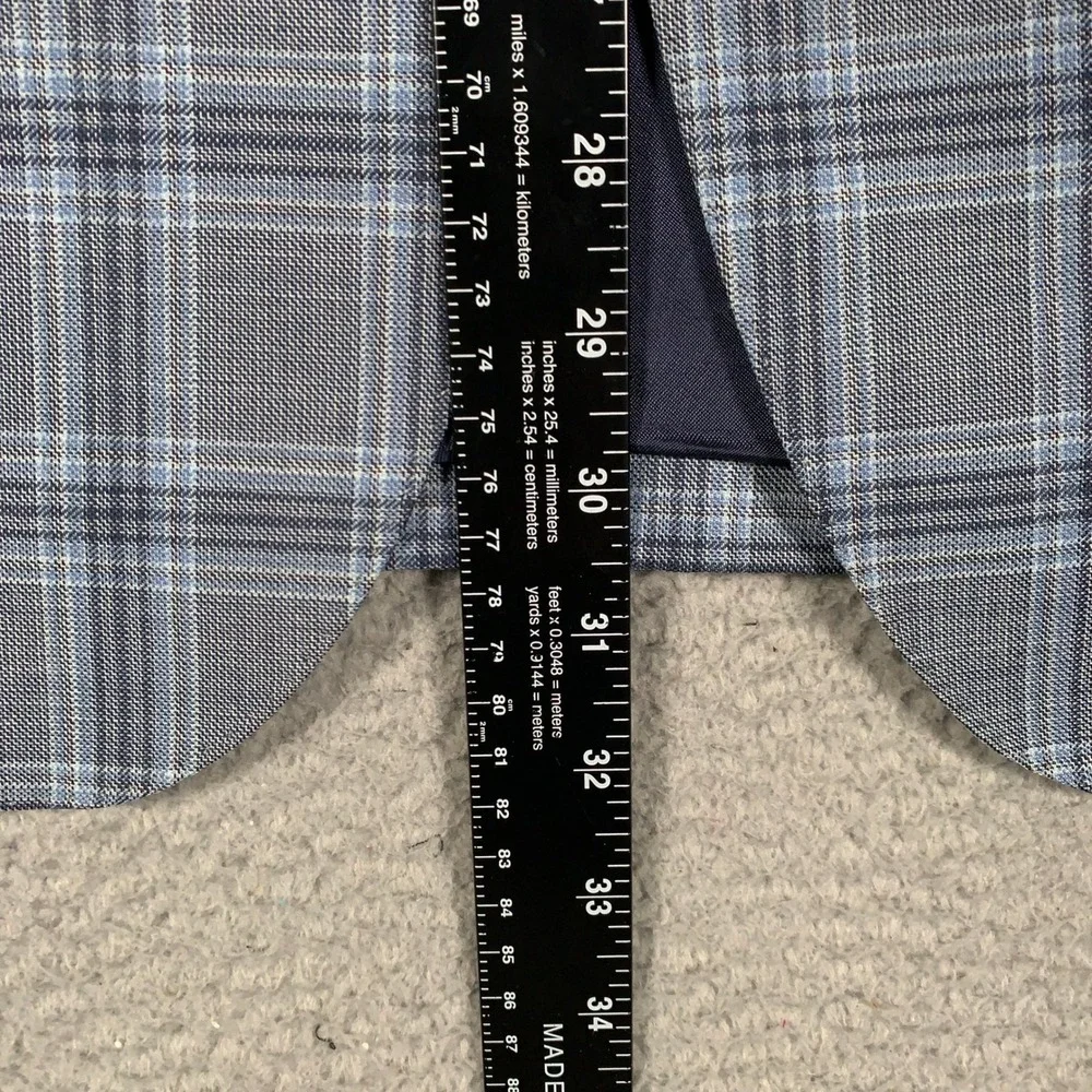 David Donahue Connor SPJ Sport Coat Mens 44R Blue Plaid Wool Blazer Two Button